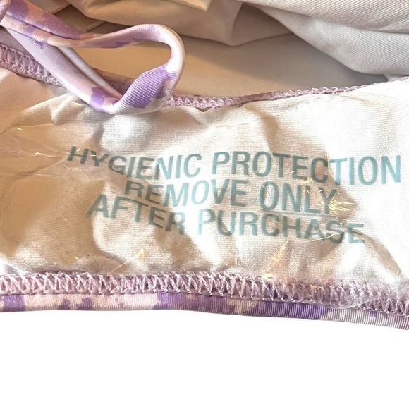 Peony Lavender Fleur Tie Side Bikini Bottom All Over Pattern Mid Rise Purple 6 - Picture 8 of 9